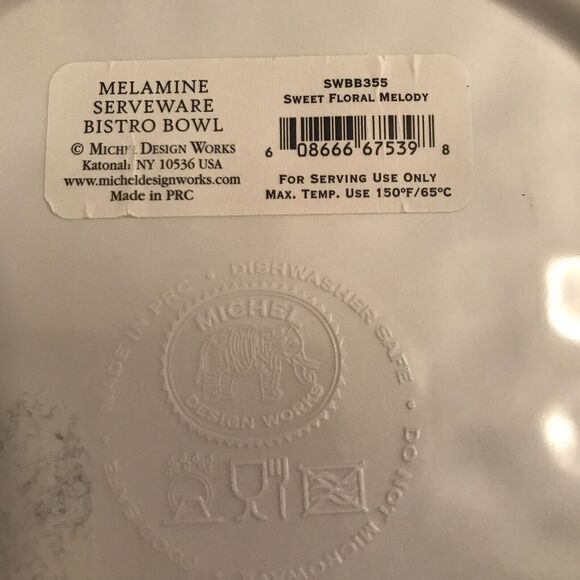 Michel‎ Design Works Melamine Serveware Bistro Bowl Beautiful Melody of Flowers - Picture 11 of 11